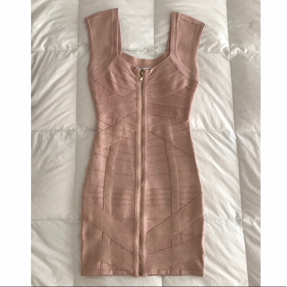 LAST CHANCE! Forever 21 Blush Pink Zip Front Bandage Dress Sz S